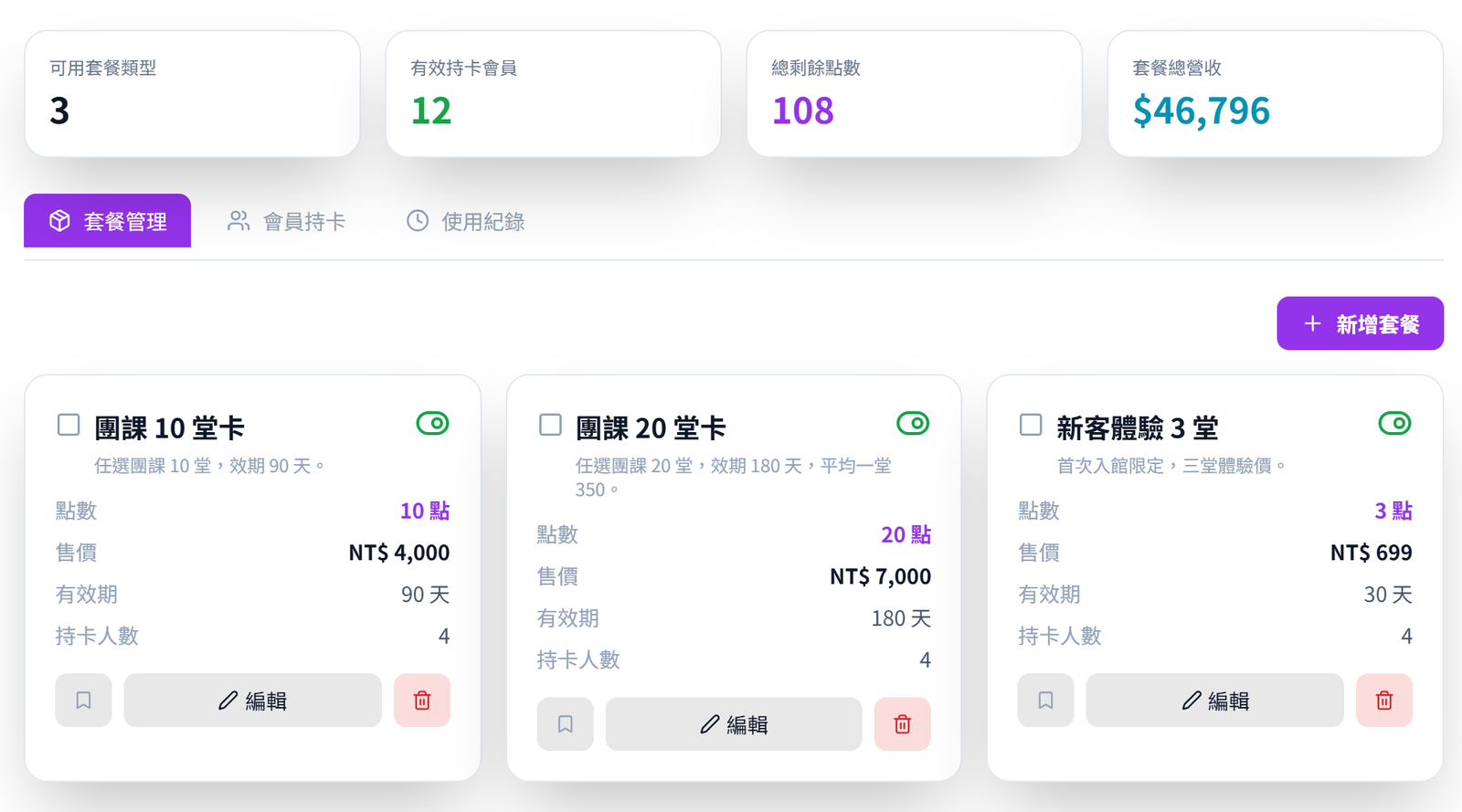 課卡與點數